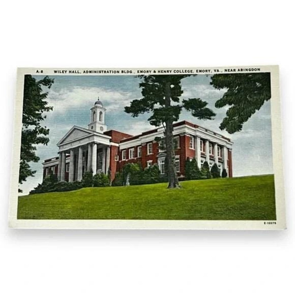 Postcard Wiley Hall Admin Bldg Emory & Henry College Emory Virginia Linen C146